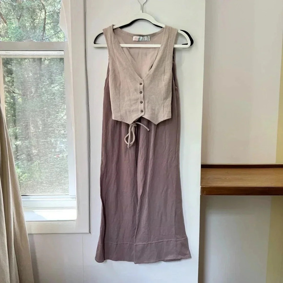 New Free People Roxanne Matching Wide Leg Pants Set Crop Top Vest Purple XS - Picture 4 of 12